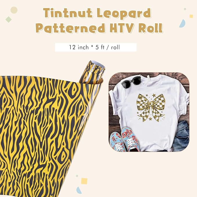Tintnut Brown Tiger Heat Transfer Vinyl Roll, easy cut & weed, stretch washable