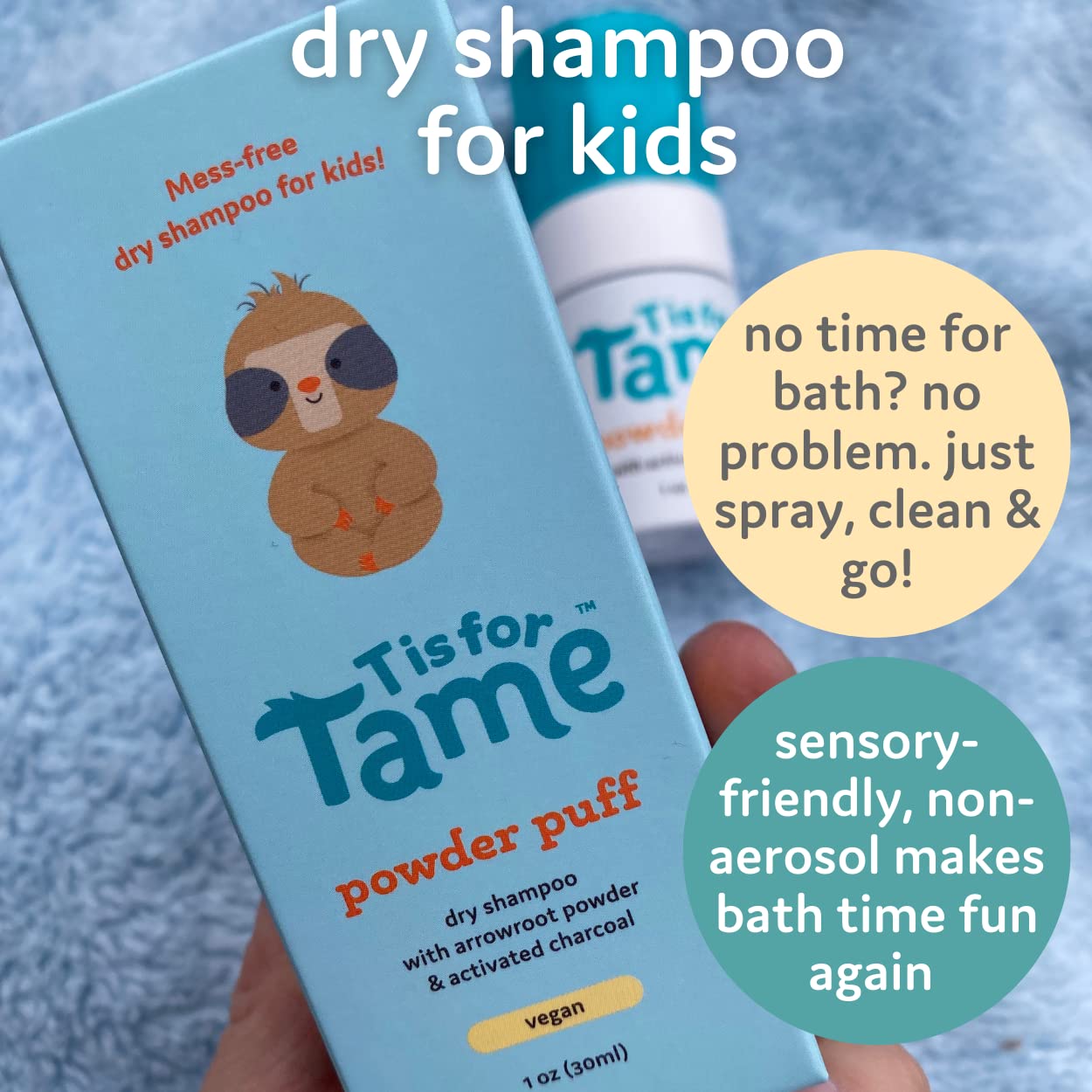T is for Tame - Dry Shampoo for Babies & Kids, Sensory Friendly, Waterless Scalp and Hair Cleanser, Great for Adults Too, Non-aerosol