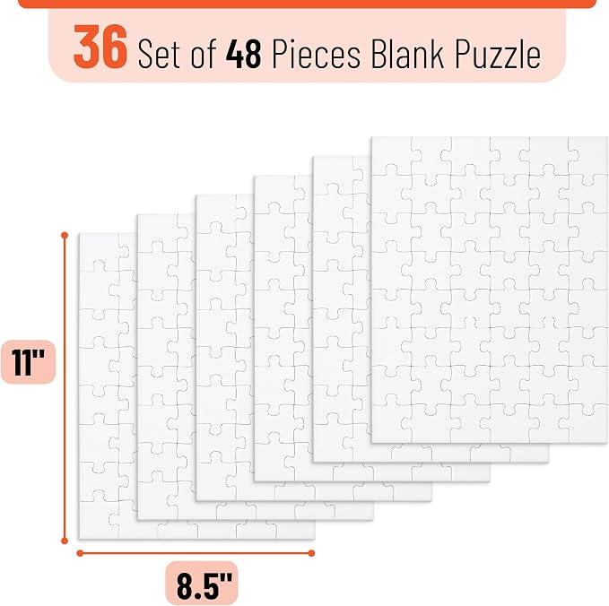 Mr. Pen- Blank Puzzle, 36 Pack, 48 Pieces/Pack, 8.5" x 11", Arts & DIY Crafts