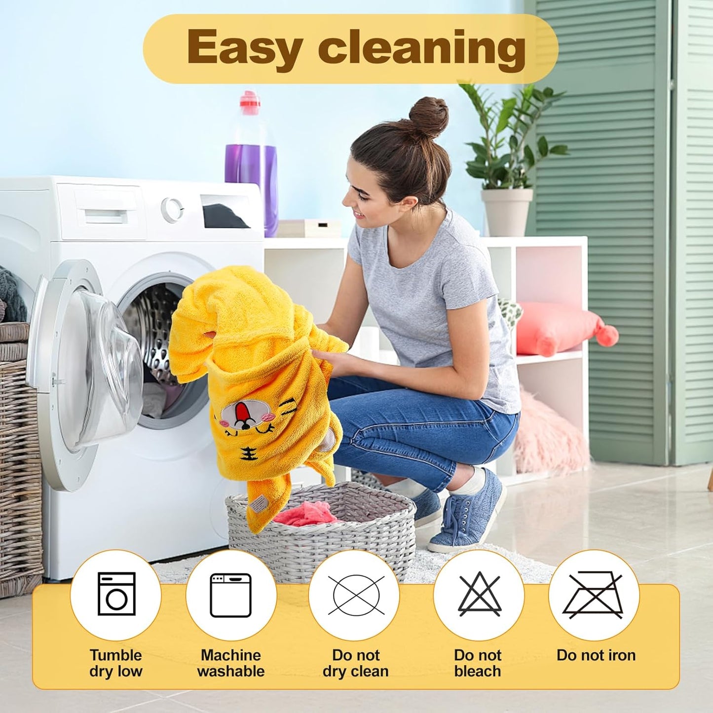 Toddler Bath Towel, Baby Hooded Towel, Ultra Absorbent Soft Shower Towel, Unisex Baby Bath Towel, Baby Towels with Hood for Kids Boys Girls, 27.5" x 55" (Yellow-Tiger)