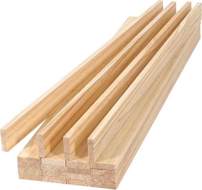 Wood Strips 1/4"x 1" x 17.5", Unfinished Flat Lumber Pine Pieces
