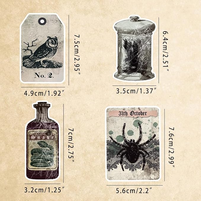 Prstincol 106 Pcs Potion Labels Stickers, Apothecary Sticker Dark Aesthetic