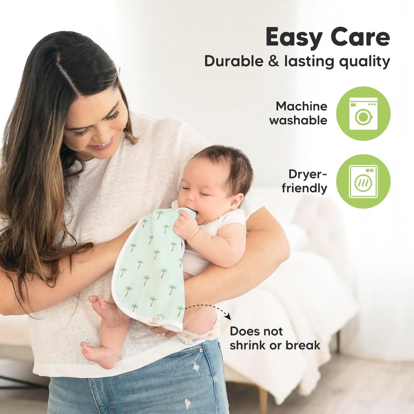 5-Pack Muslin Burp Cloths Baby Boy, Girl - Very Absorbent Baby Burp Cloth Rags, 8-Layers Viscose Derived from Bamboo Cotton Muslin Towel, Super Soft Spit Up Rags, No Shrink Washcloths (Roarsome)