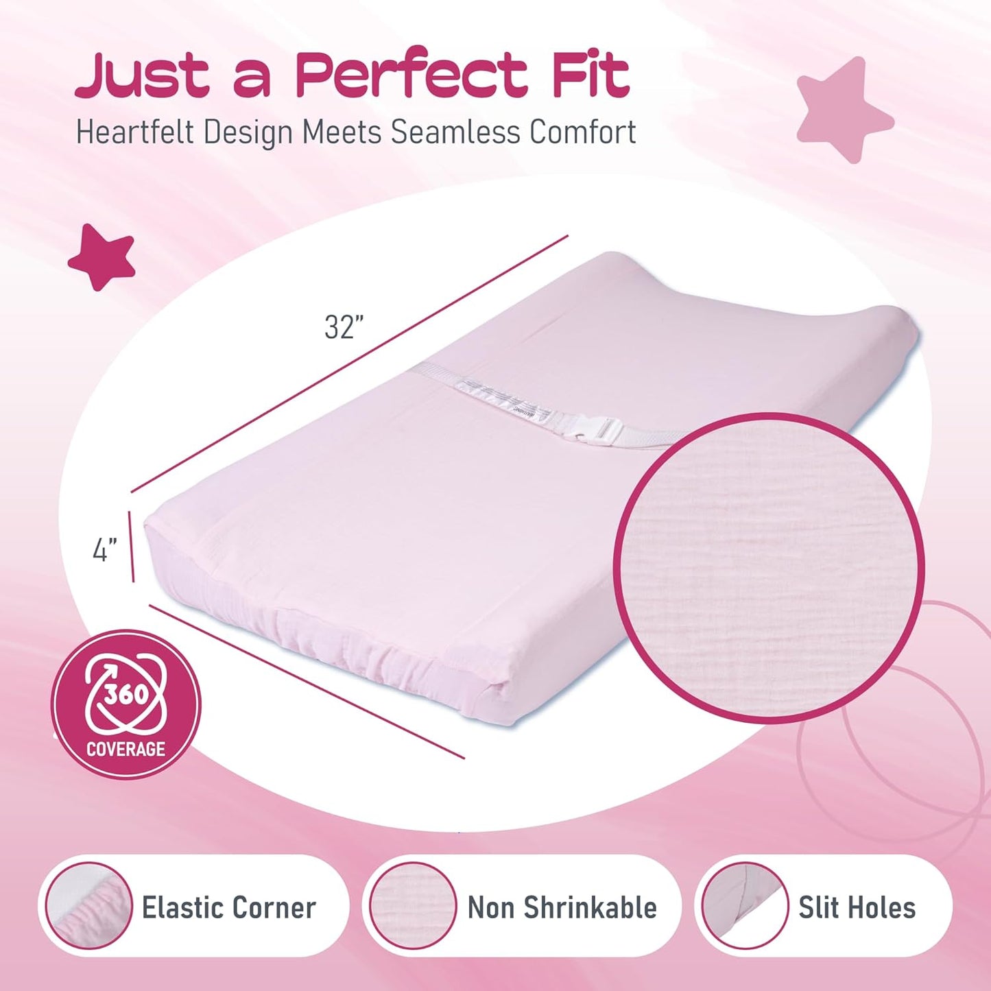 100% Muslin Changing Pad Cover Ultra Soft, Breathable, Secure Fit, Fade-Resistant Prints for Boys and Girls (Pack 2)