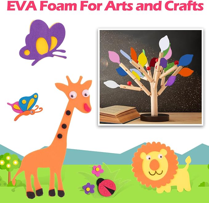 Ireer 200 Pcs EVA Foam Sheet Crafts 9 x 12 Inch Assorted 10 Colors 1mm Foam EVA