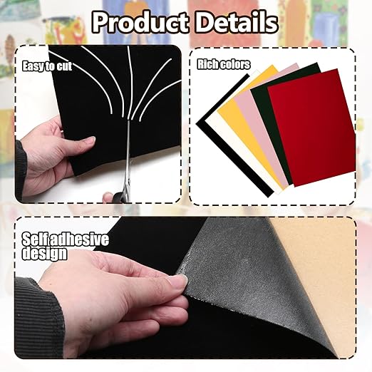 Biaungdo Black Self Adhesive Felt Sheets, 8 x 12 Inch, Felts Fabric