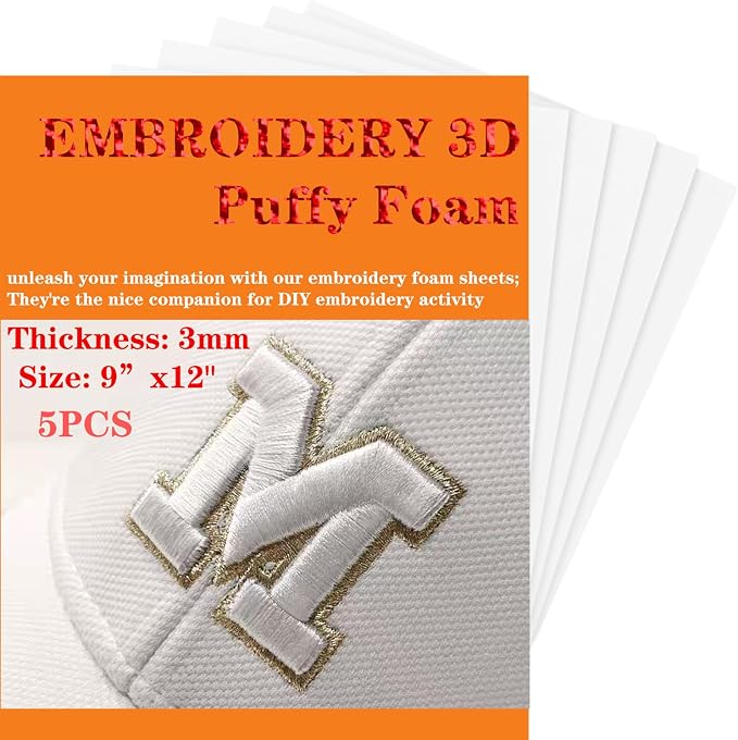 JIYUANCH- 5PCS Embroidery Puffy Foam 9″x12″ Large Size 3MM Creating 3D