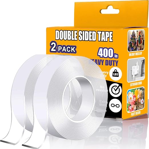 ANLOKE Double Sided Tape Heavy Duty 2 Pack, 1.2 Inch x 400 Inch ，Extra Large