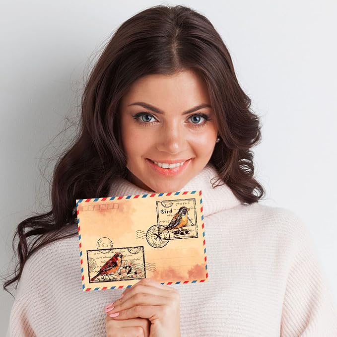 GLOBLELAND Vintage Flower and Bird Text Clear Stamps