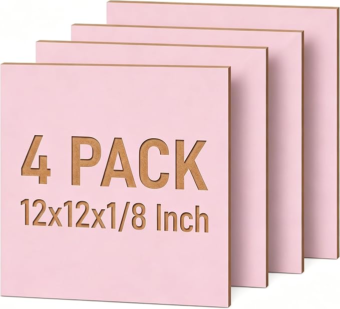 4 Pack Pink Basswood Sheets for Crafts, DIY Ornaments & Architectural Models