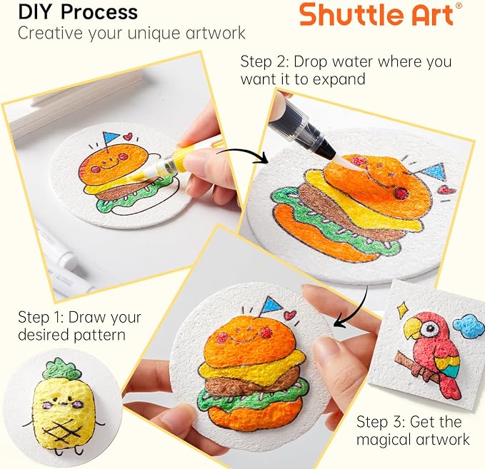 Shuttle Art 68 Pcs Magic Foam Texture Painting Refill Paper Kit