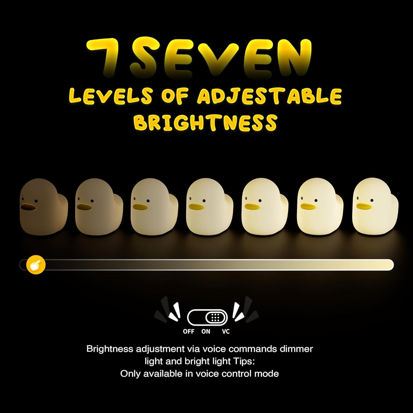 UNEEDE Voice Control LED Benson Night Light, Cute Duck Animal Silicone Nursery Night Light Rechargeable Table Lamp Bedside Lamp with Touch Sensor for Baby Girls Women Bedrooms, Living Room