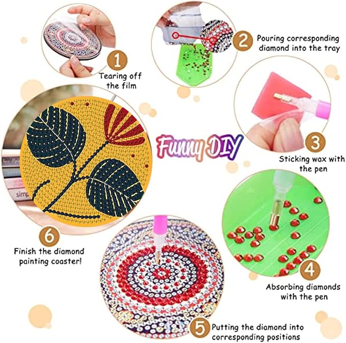 Zythron 8 Pack Diamond Art Coasters Kits, Flowers Diamond Painting Coasters |
