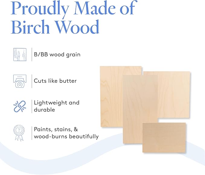 3 mm Baltic Birch Plywood 1/8 x 12 x 20 Inch, Box of 12 B/BB Grade Craft Wood