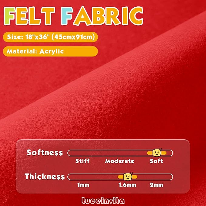 Red 18" X 36" Felt Fabric Sheet
