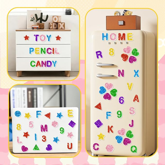 784 Pcs Foam Letter Stickers Glitter, Self-Adhesive Glitter Alphabet Stickers 1
