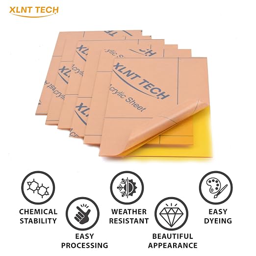 6 PCS Yellow Transparent Cast Acrylic Sheets 8" x 12" x 0.118", Plexiglass