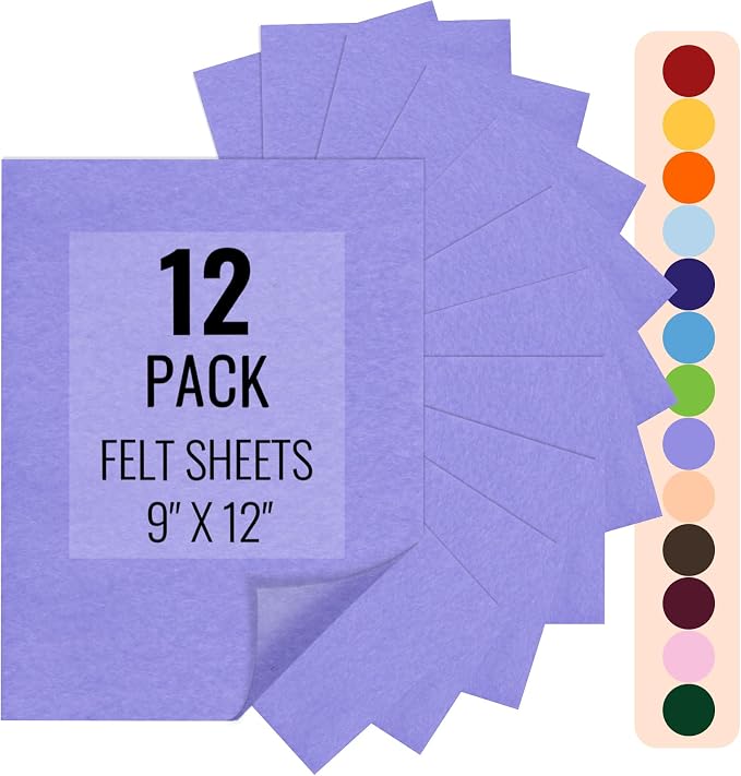 IONTACH 9" X 12" Felt Fabric Sheets 1.6mm Thick | Soft Felt