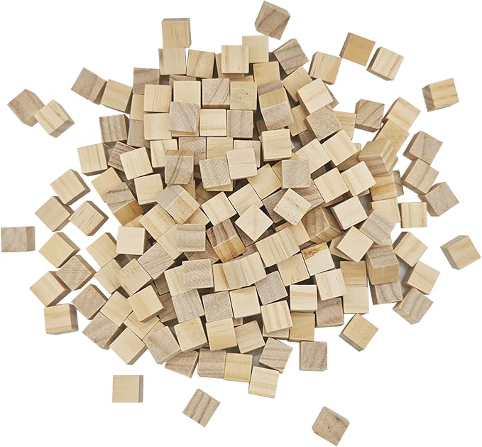 MUXGOA 200 Pcs Unfinished Wood Cubes, 1/2 inch Wooden Blocks