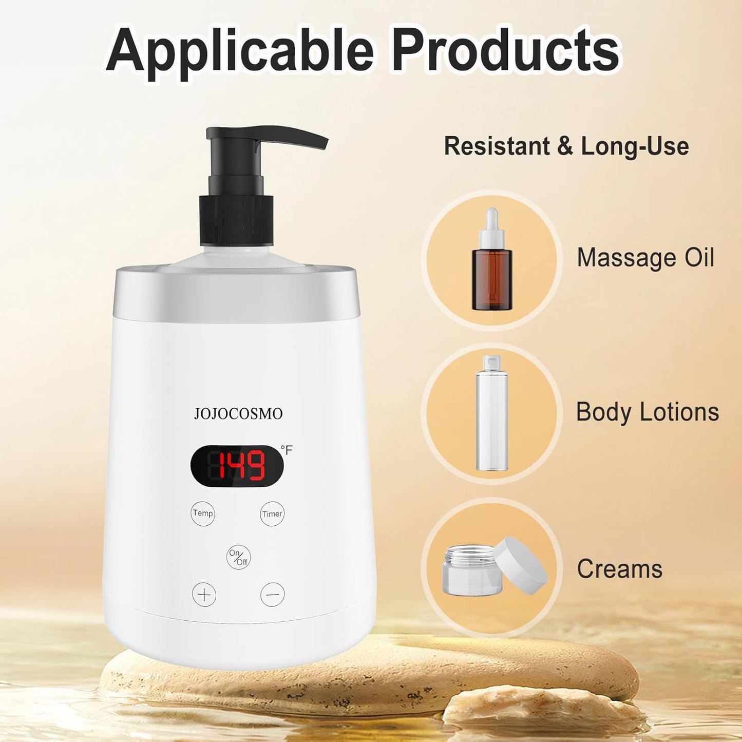 Massage Oil Warmer Professional Lotion Warmers for SPA, Automatic Oil Lotion Cream Warmer For Salon, Home, with Two Oil Bottle Dispenser (White)