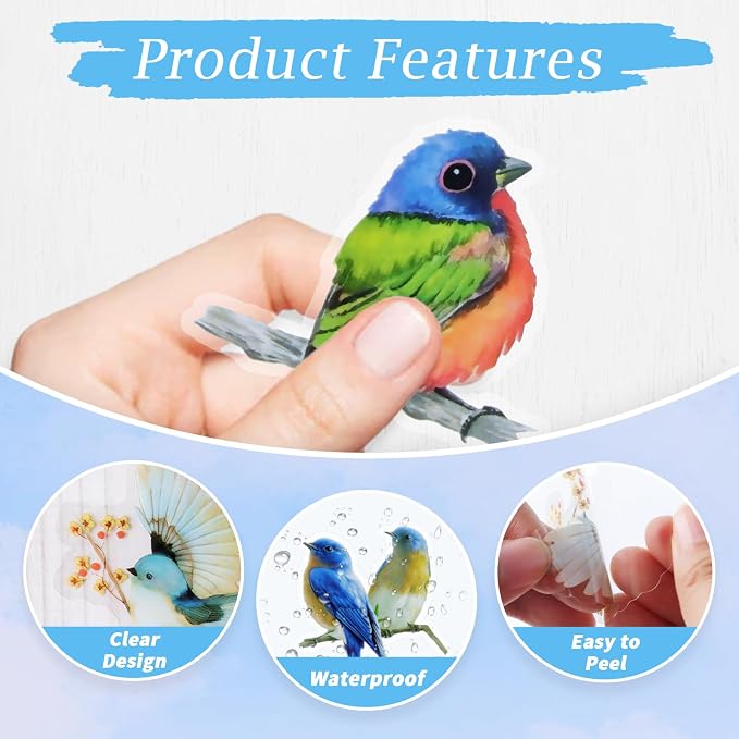 Imeepa 40Pcs Bird Stickers Transparent Scrapbooking Stickers | PET Vintage Bird