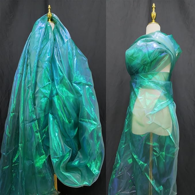 Blackish Green 3.3 Yard Long Iridescent Organza Fabric