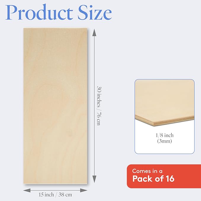 Baltic Birch Plywood 3 mm, 1/8 Inch Craft Wood, B/BB Grade, Stronger Than