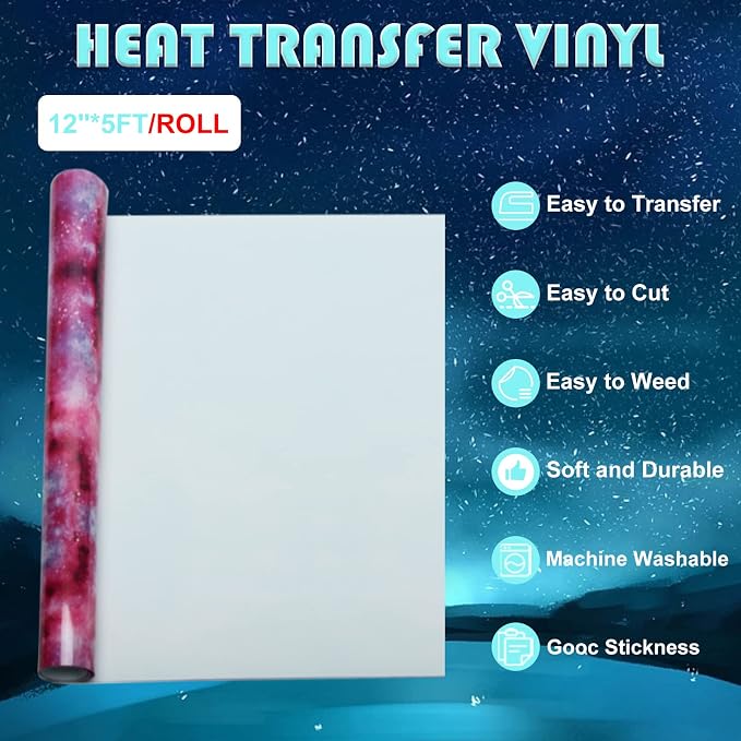 Tintnut Rose Red Galaxy Glow in the Dark HTV Vinyl, stretch washable, suitable