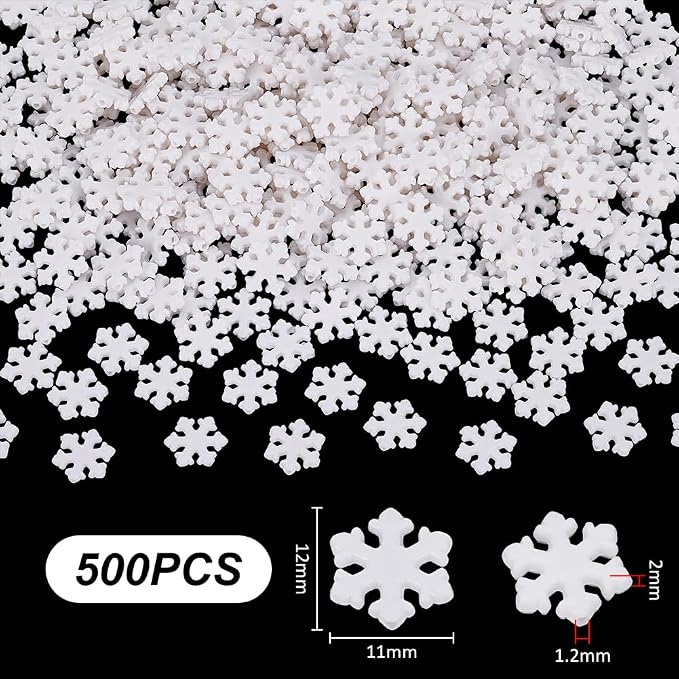 UNICRAFTALE About 500Pcs Christmas Snowflake Beads Bulk White Mini Loose Beads