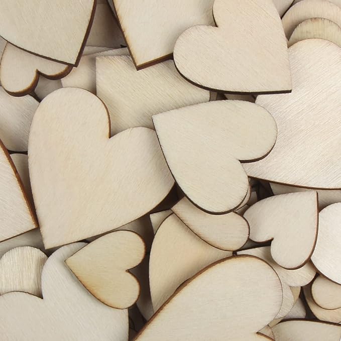 DERAYEE 100Pcs Unfinished Wooden Hearts