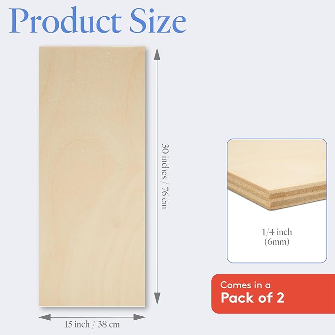 Baltic Birch Plywood 15 x 30 x 1/4 Inch - 6 mm Craft Wood