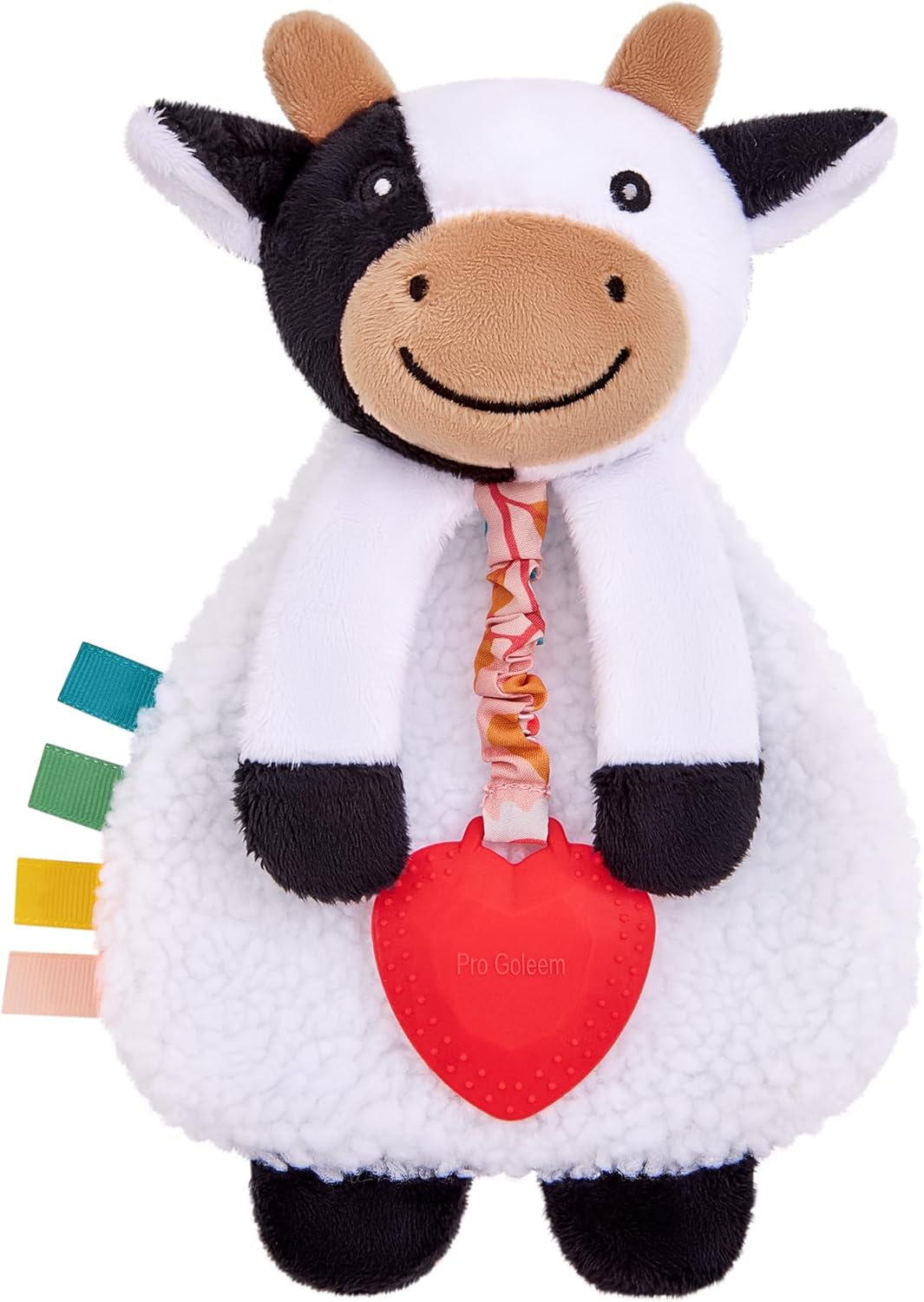 Pro Goleem Cow Loveys for Babies Girl and Boy, Baby Lovey with Teether, Baby Toys 0 3 6 9 12 Months, Safety Teething Toys for Babies Infant Newborn and Toddler Baby Gifts