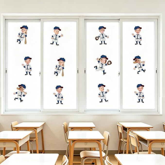 54Pcs Baseball Cutouts Bulletin Boards Decorations, Cartoon Baseball Player DIY