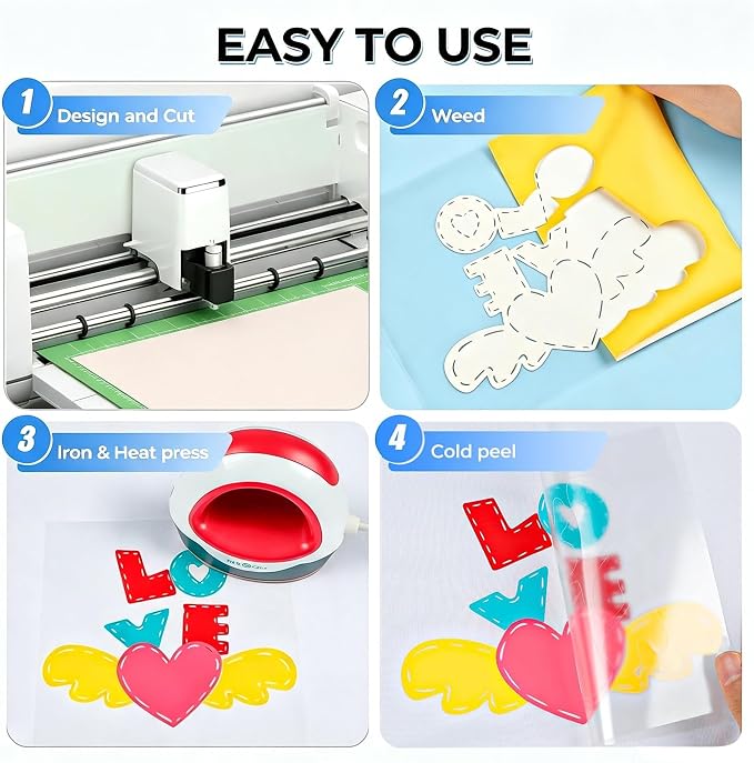 HTVRONT Heat Transfer Vinyl Roll -12" x 4FT Red HTV Vinyl