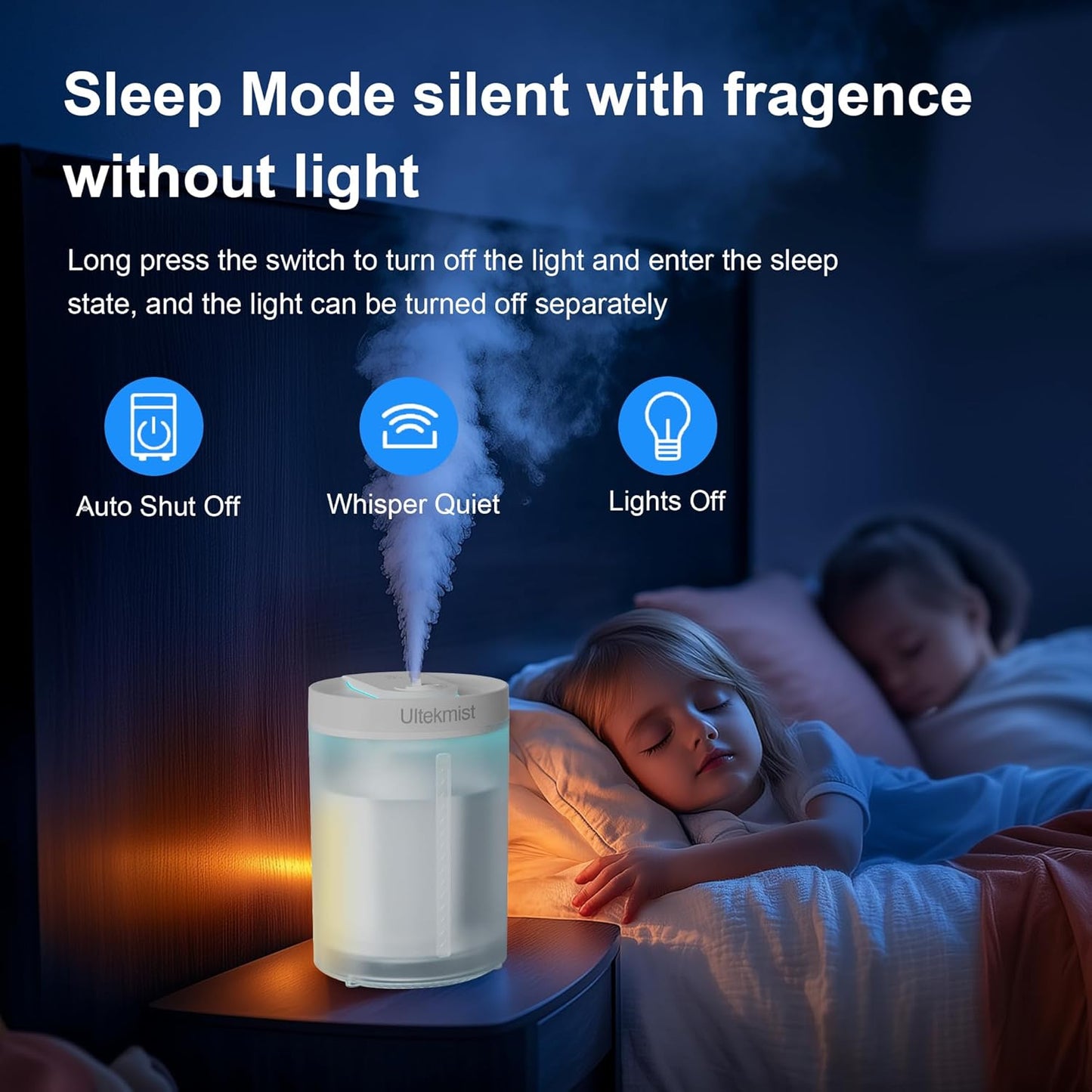 2-in-1 Cool Mist Humidifier for Bedroom, Large Room, Baby Nursery & Plants, 4L Top Fill with Oil Diffuser, Nightlight, 31H Runtime, Quiet 30db, Clear
