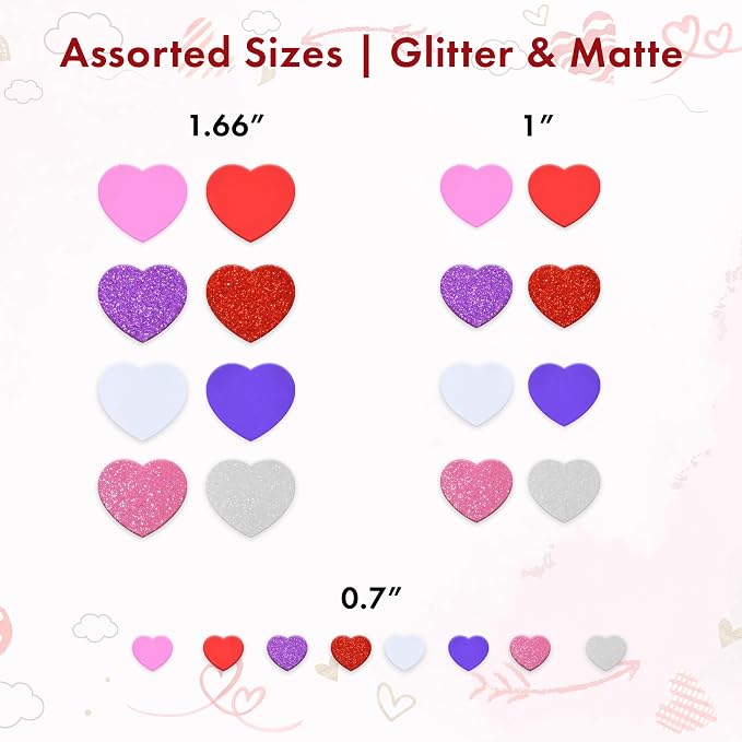 Gift Boutique Foam Heart Stickers 360 Pack Glitter & Matte Self Adhesive EVA