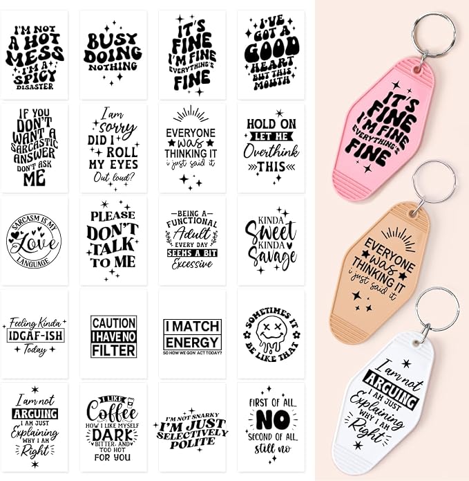 KACIOLA STUDIO Sarcastic UV DTF Wrap Stickers-80PCS Black Humorous Theme UV DTF