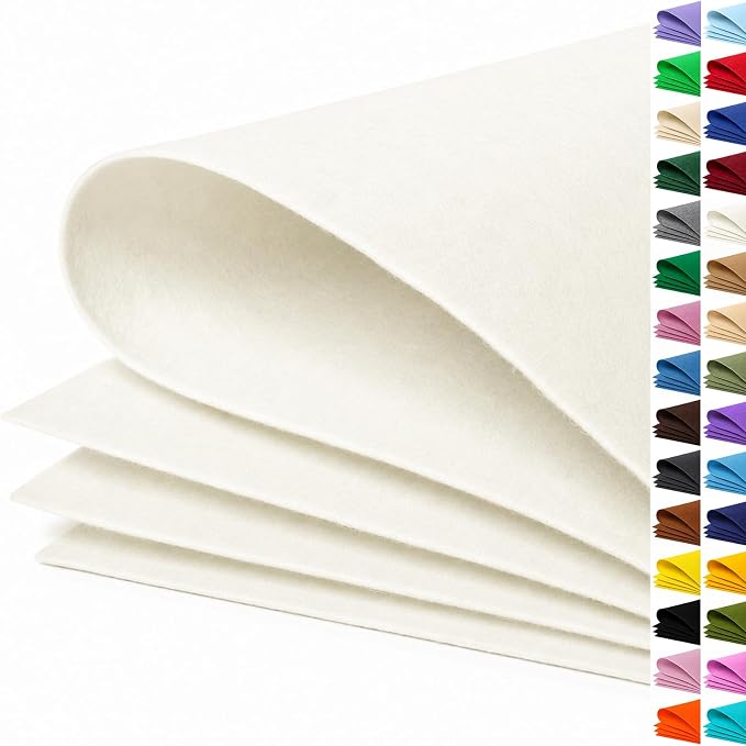 White Large Felt Fabric 36" x 36", 1mm Stiff Felt Sheet, Nonwoven Fabric