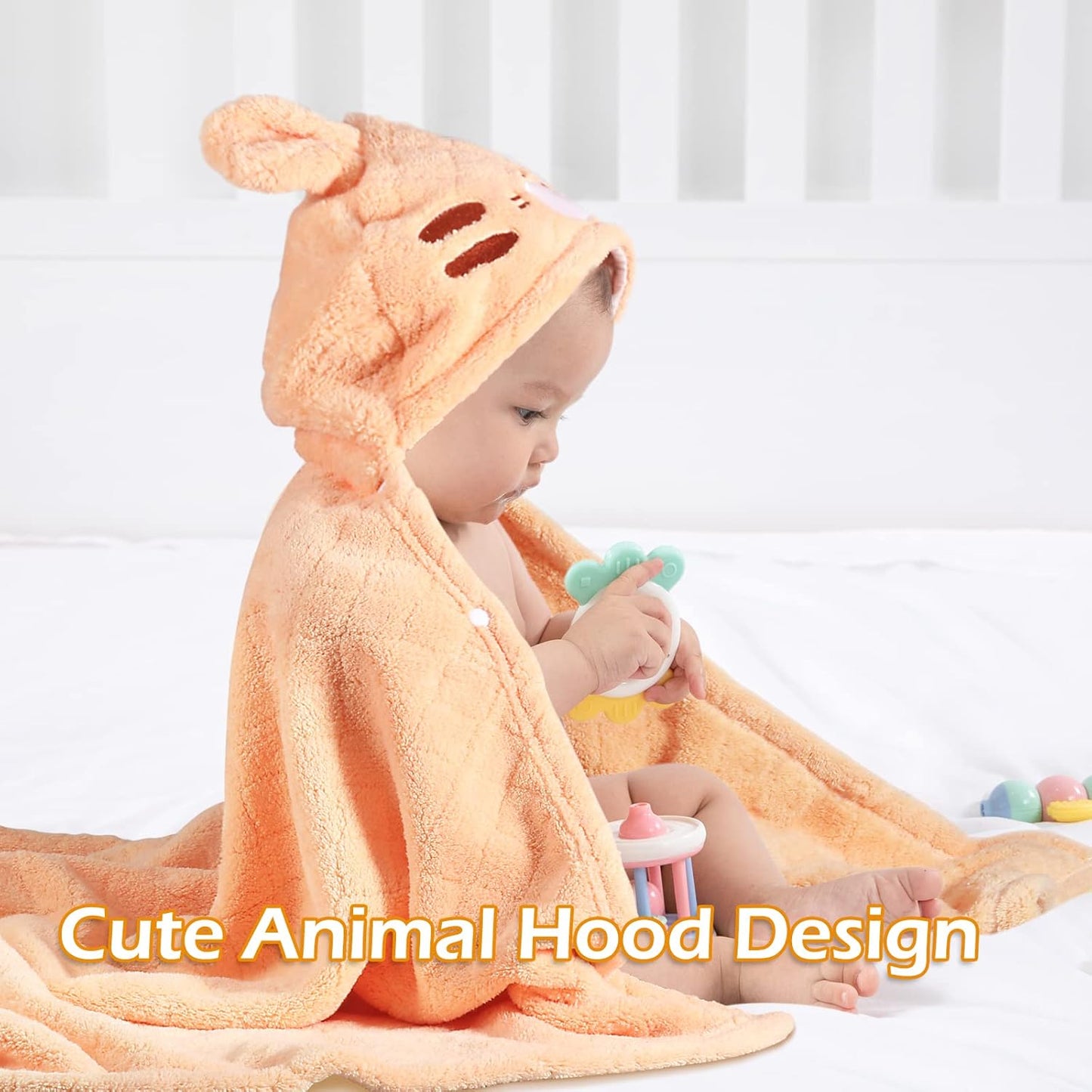 Toddler Bath Towel Baby Bath Towels Hooded Kids Towel for Boy Girl 0-5 Year, 2-Pack Thick Absorbent Toddler Towels Hooded Baby, Large 50''x32'' Soft Hooded Baby Bath & Hooded Towels