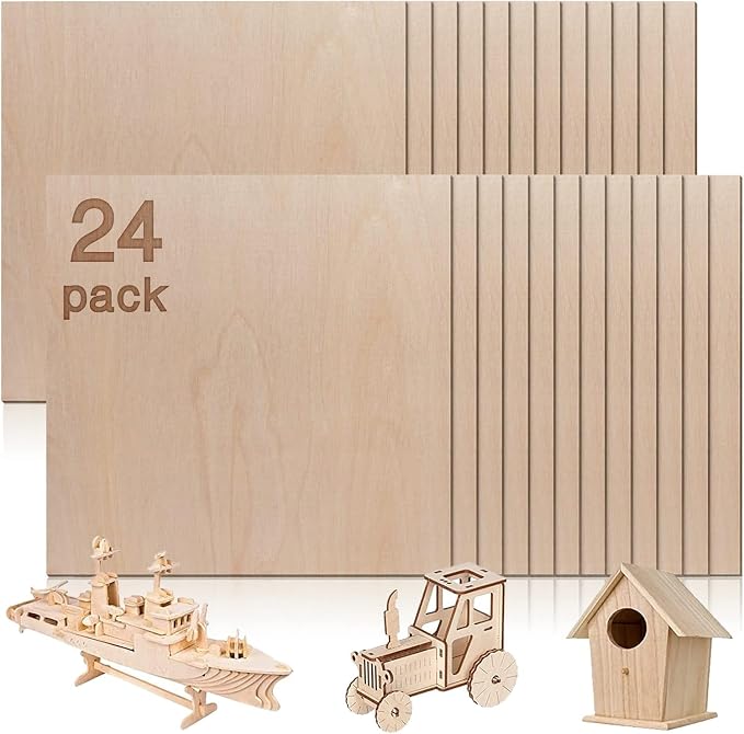24 Pcs Baltic Birch Plywood, School DIY Projects, CNC Cutting, and Wood Burning
