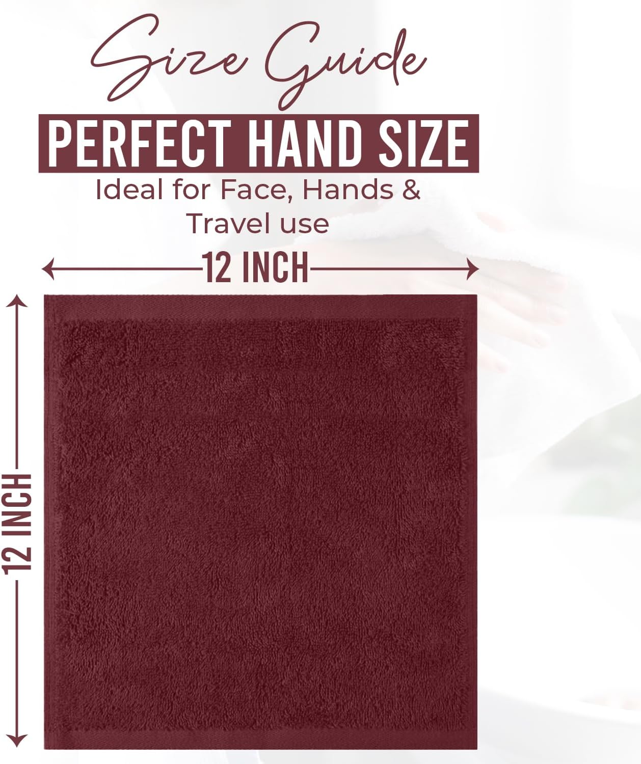 DAN RIVER 100% Cotton Wash Cloths 12 Pack [12x12] Soft & Absorbent Rags for Body, Gym, Hotels & Spa Perfect for Everyday Use Fingertip Towels, Pomegranate