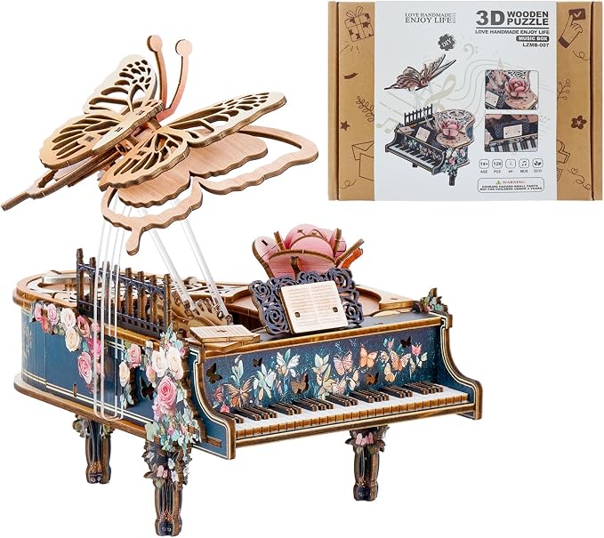 3D Puzzles for Adults, 3D Wooden Puzzle-Magic Piano, Mechanical Model Kit Music
