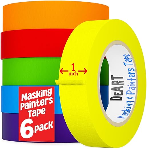 DEART Colored Masking Tape Painters Tape Writable 12, 8 or 6 Pack