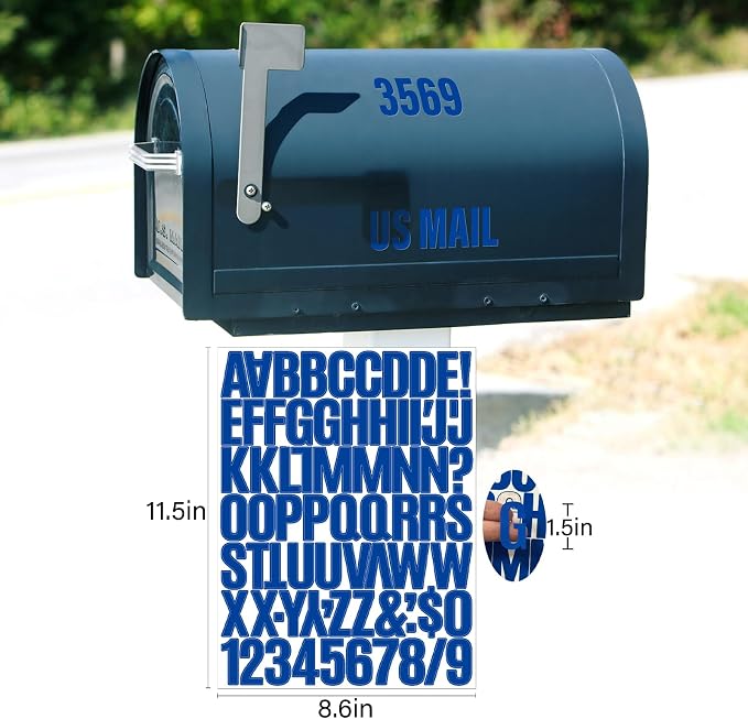 Letter Stickers, Mailbox Numbers, 1.5 Inch Waterproof Vinyl Alphabet | 1 1/2