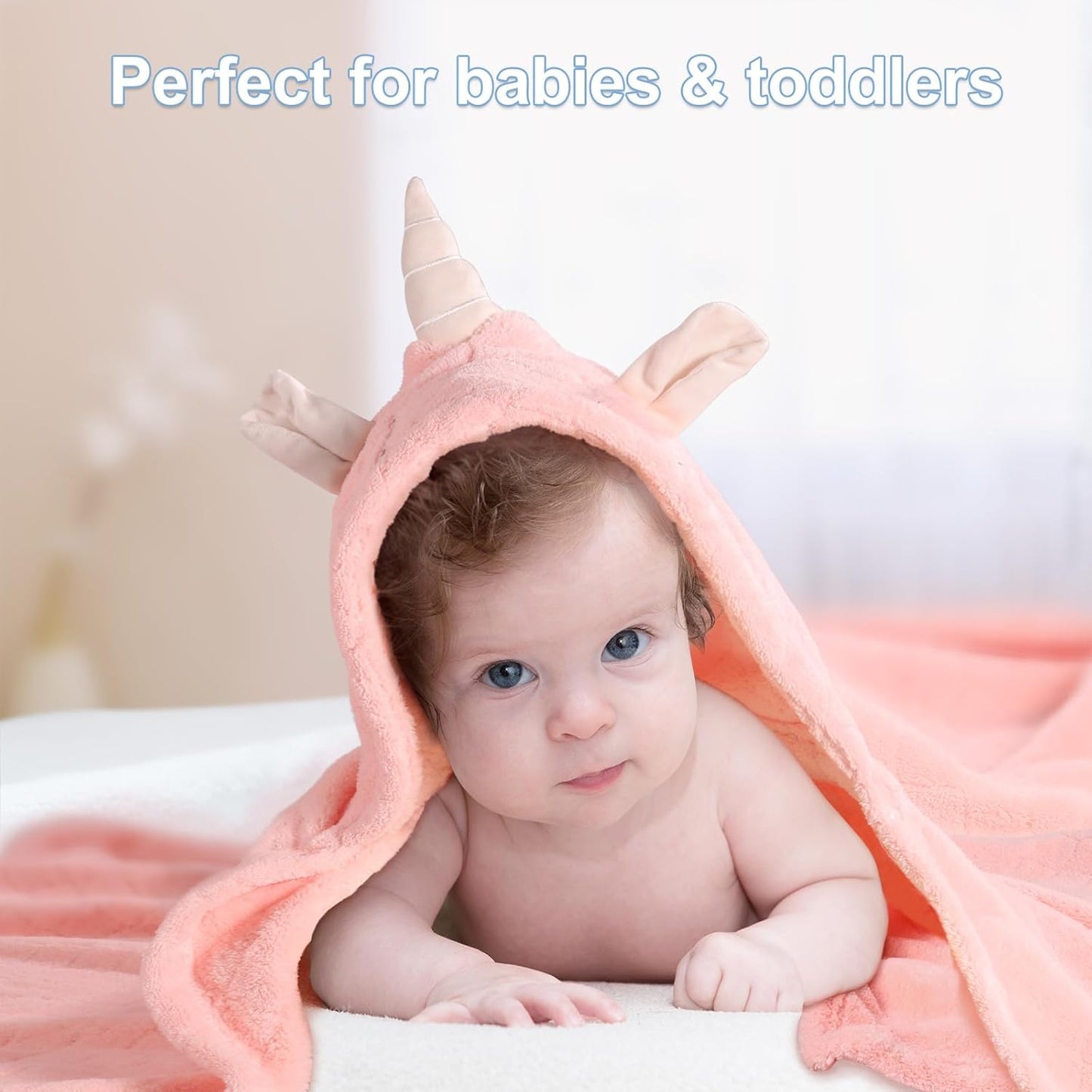 Toddler Towels with Hood for Girls,Soft Premium Coral Fleece Girl Bath Towel-Ultra Absorbent for Baby Cozy and Warm-Bath Essential for Newborn, Infant and Children, Pink Unicorn