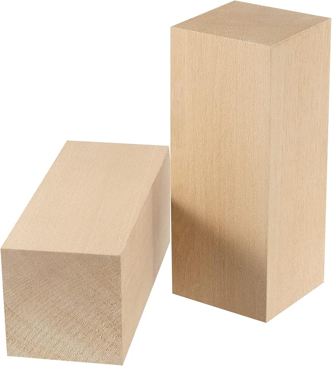 JAPCHET 12 Pieces 5 x 2 x 2 Inch Basswood Carving Blocks, Natural Carving Blocks