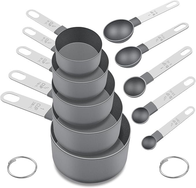 Measuring Cups and Spoons Set of 10 Pieces, Nesting Measure Cups Spoons