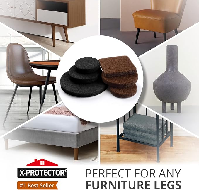 235 PCS Felt Furniture Pads Brown & Black X-Protector