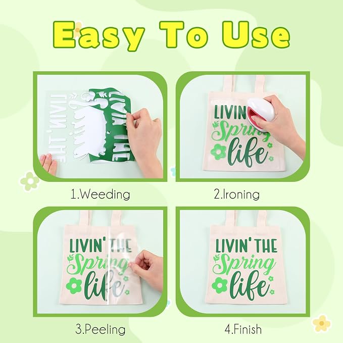 Tintnut Green Heat Transfer Vinyl, 18 Sheets 12×10in Iron on Vinyl | Vibrant