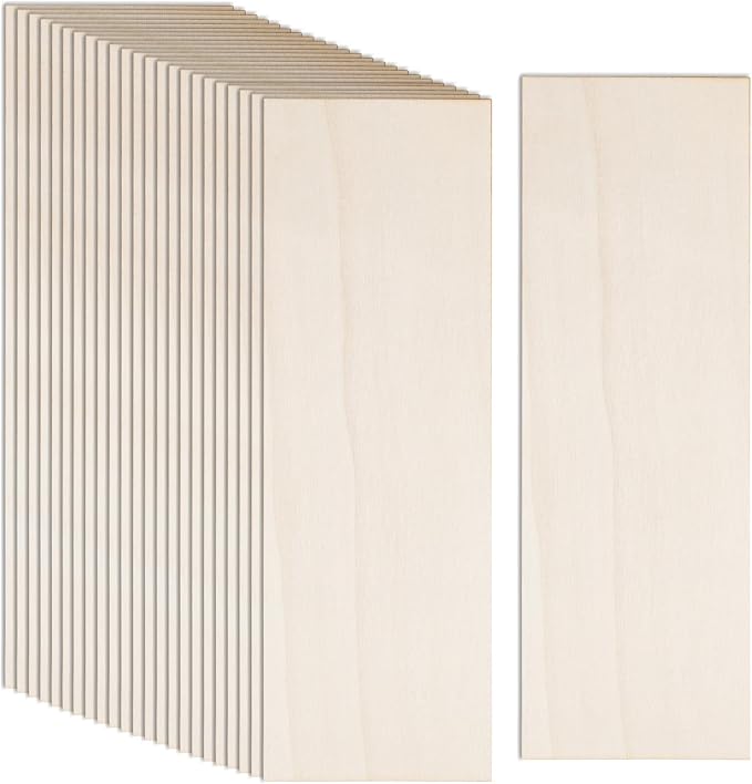 24 Pack Basswood Sheets for Crafts 12 x 4 x 1/8 Inch-3 mm Thick Unfinished